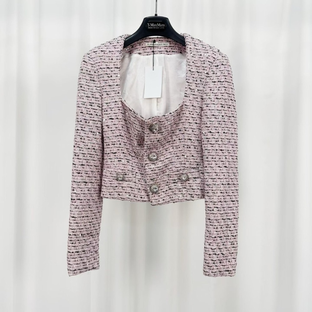 Authentic Alessandra Rich Light Pink Tweed Blazer